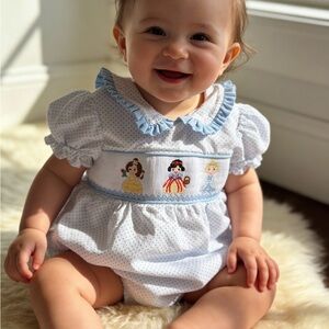 Adorable Princess Hand Smocked Bubble 12M